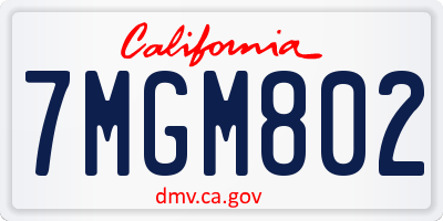 CA license plate 7MGM802