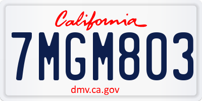 CA license plate 7MGM803