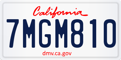 CA license plate 7MGM810