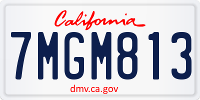 CA license plate 7MGM813