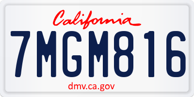 CA license plate 7MGM816