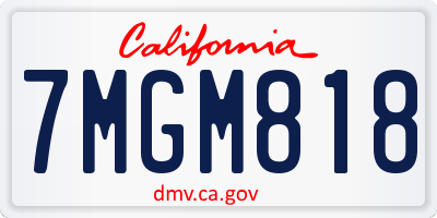 CA license plate 7MGM818