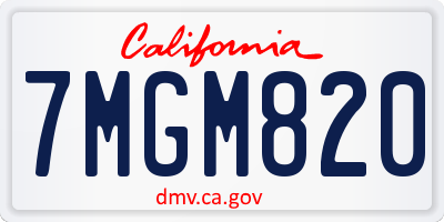 CA license plate 7MGM820