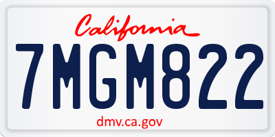 CA license plate 7MGM822