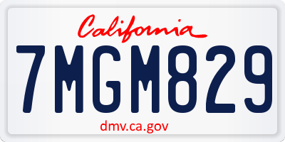 CA license plate 7MGM829