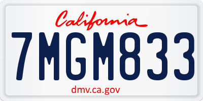 CA license plate 7MGM833