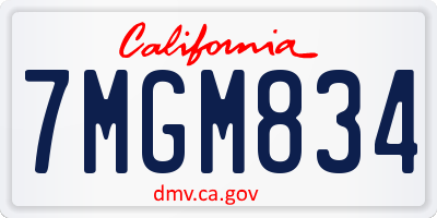 CA license plate 7MGM834