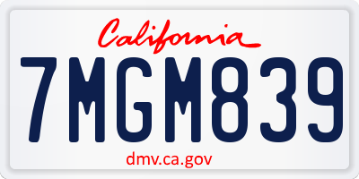 CA license plate 7MGM839