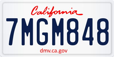 CA license plate 7MGM848