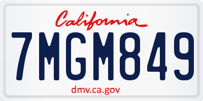 CA license plate 7MGM849