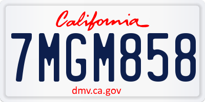 CA license plate 7MGM858