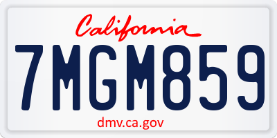 CA license plate 7MGM859