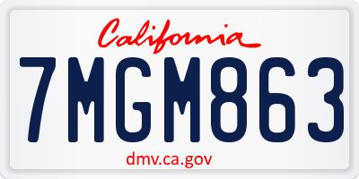 CA license plate 7MGM863