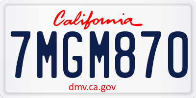 CA license plate 7MGM870