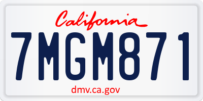 CA license plate 7MGM871