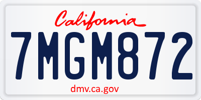 CA license plate 7MGM872