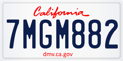 CA license plate 7MGM882