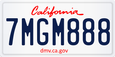 CA license plate 7MGM888