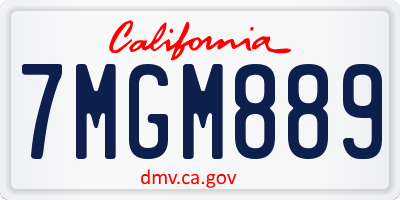 CA license plate 7MGM889