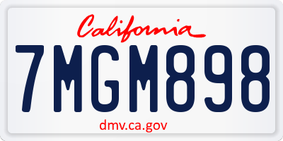 CA license plate 7MGM898