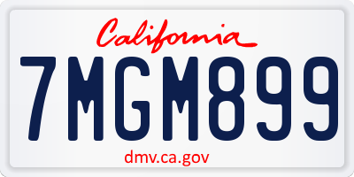 CA license plate 7MGM899