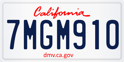 CA license plate 7MGM910