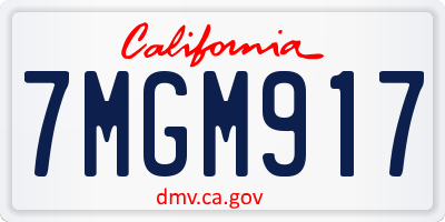 CA license plate 7MGM917