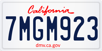 CA license plate 7MGM923