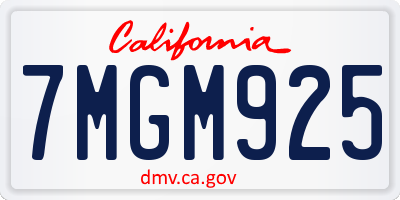 CA license plate 7MGM925