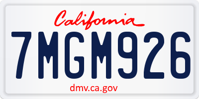 CA license plate 7MGM926