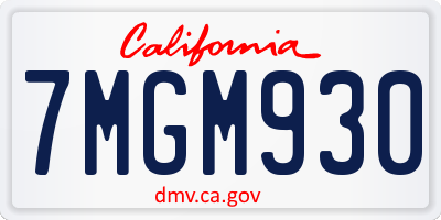 CA license plate 7MGM930