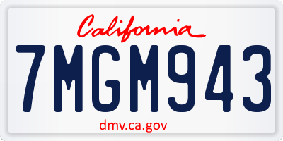 CA license plate 7MGM943