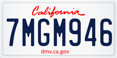 CA license plate 7MGM946