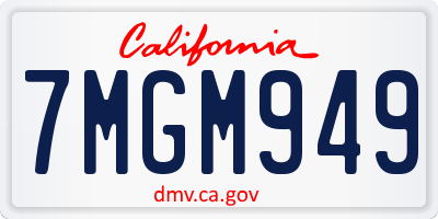 CA license plate 7MGM949