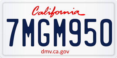 CA license plate 7MGM950