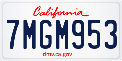 CA license plate 7MGM953