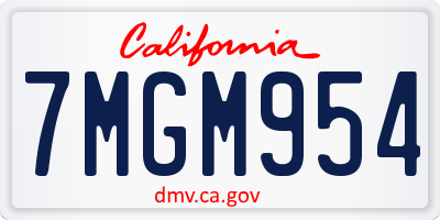 CA license plate 7MGM954