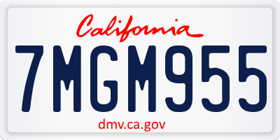 CA license plate 7MGM955