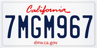 CA license plate 7MGM967