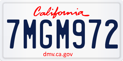 CA license plate 7MGM972