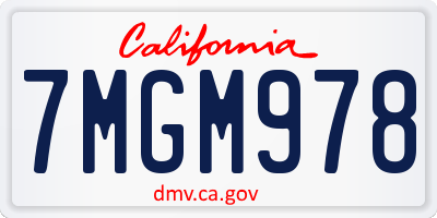 CA license plate 7MGM978