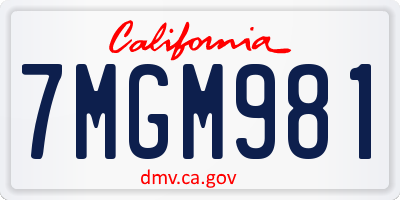 CA license plate 7MGM981