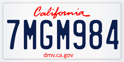 CA license plate 7MGM984