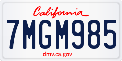 CA license plate 7MGM985
