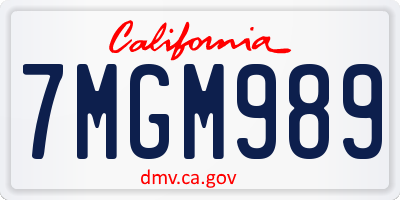 CA license plate 7MGM989