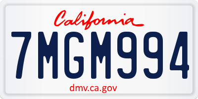 CA license plate 7MGM994