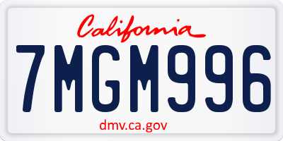 CA license plate 7MGM996