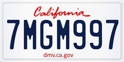 CA license plate 7MGM997