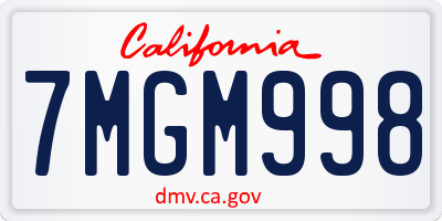 CA license plate 7MGM998