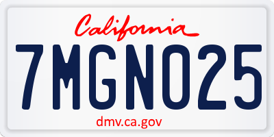 CA license plate 7MGN025